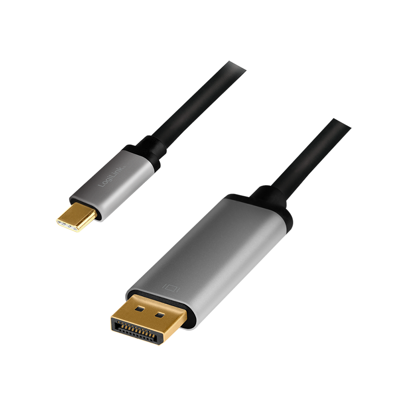 USB Type-C-Kabel, C/M zu DP/M, 4K, Alu, schwarz/grau, 1,8 m
