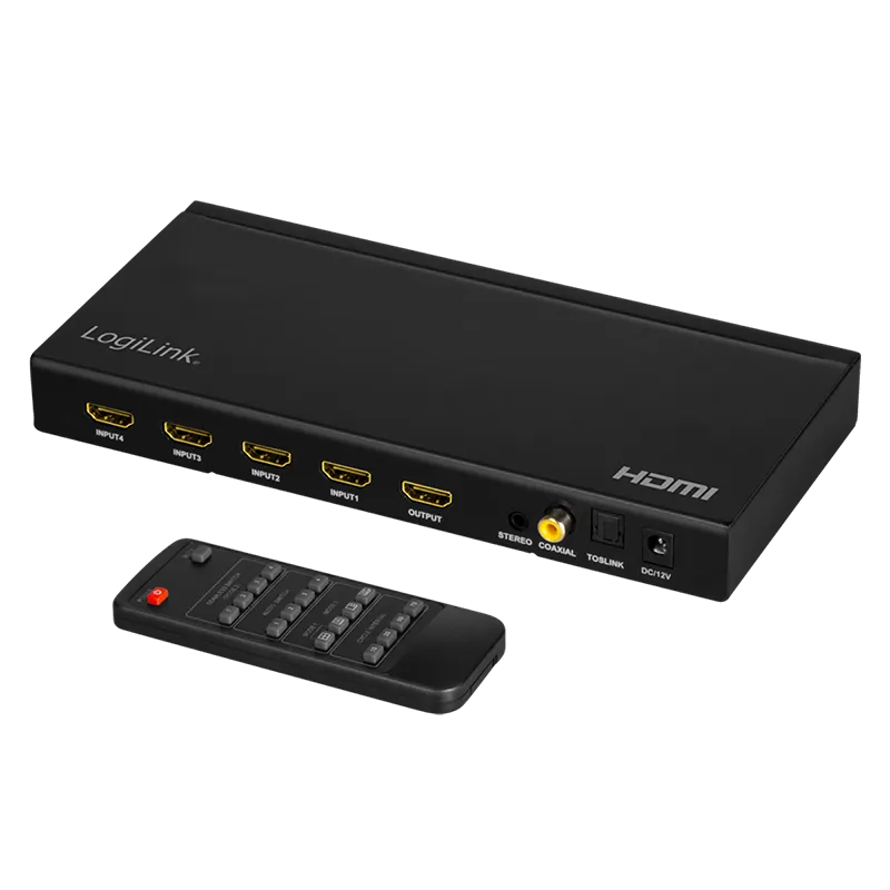 HDMI-Switch 4x1-Port, Multiviewer, 1080p/60 Hz, Scaler, Seamless, RC