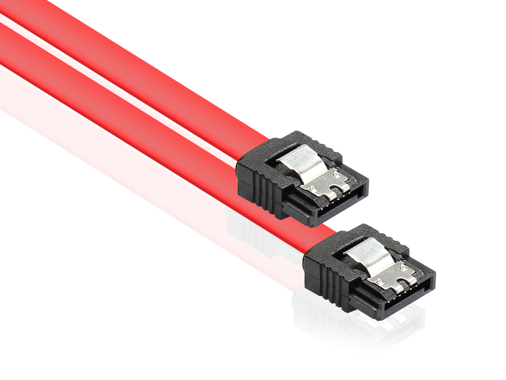 Anschlusskabel SATA 6 Gb/s mit Metallclip, rot, 0,7m, Good Connections®