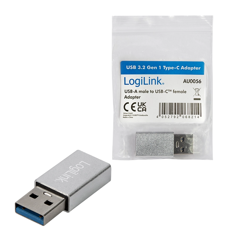 USB 3.2 Gen1 Type-C-Adapter, USB-A/M zu USB-C/F, silber