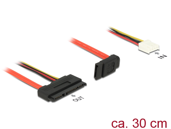 Kabel SATA 6 Gb/s 7 Pin Buchse + Floppy 4 Pin Strom Buchse (5V + 12V) > SATA 22 Pin Buchse gerade, 0