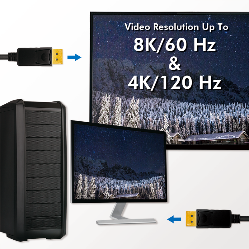 DisplayPort-Kabel, DP/M zu DP/M, 8K/60 Hz, schwarz, 3 m