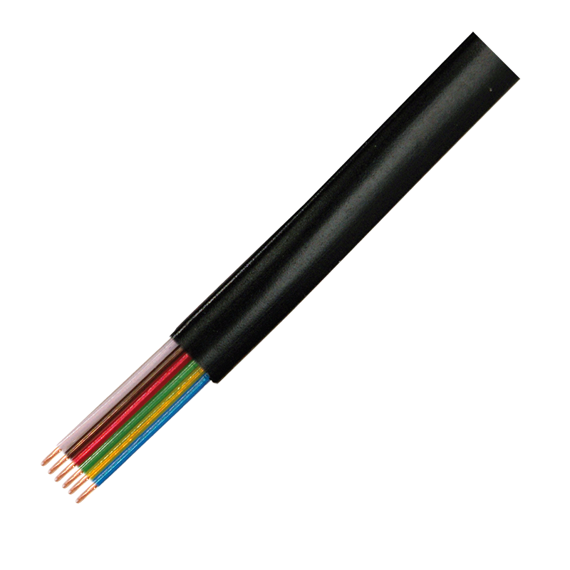 Telefonkabel flach, 6-adrig, schwarz, 100 m