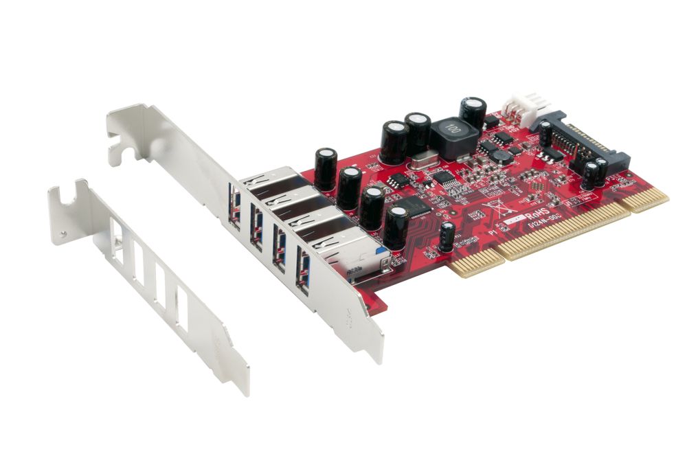 USB 3.0 PCI Karte mit 4-Port und LowProfile Bügel, (Renesas