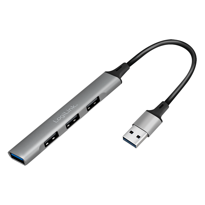 USB 3.0, 4-Port Slim-Hub, mit Aluminiumgehäuse