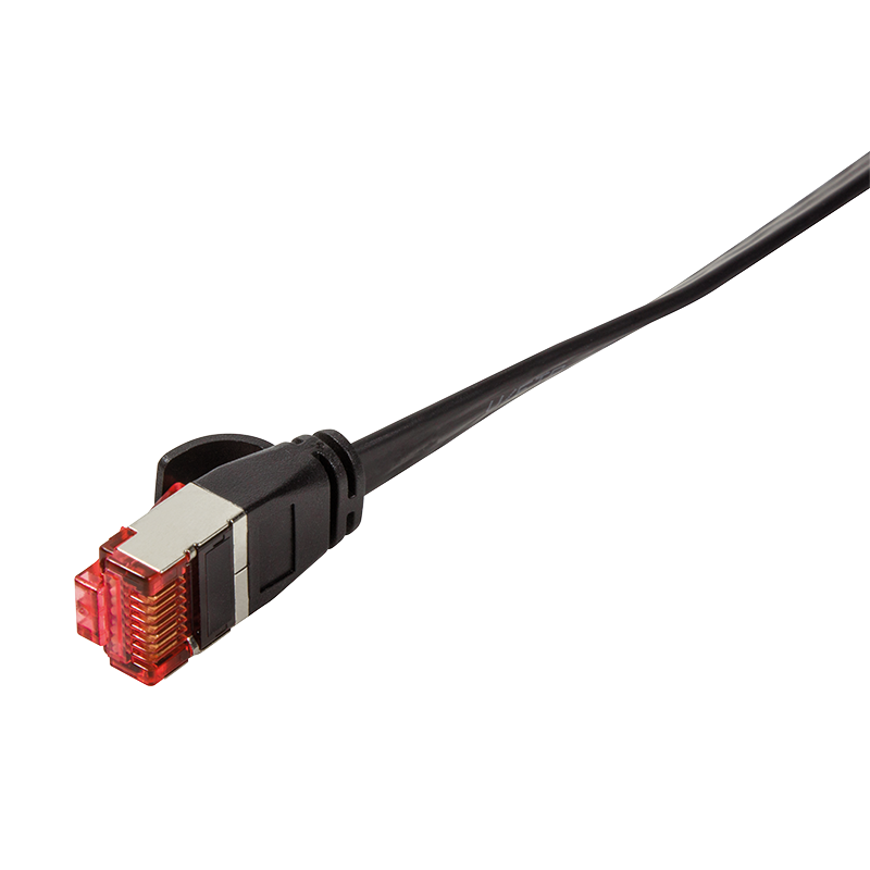 Patchkabel SlimLine, flach, Cat.6A, U/FTP, schwarz, 7,5 m