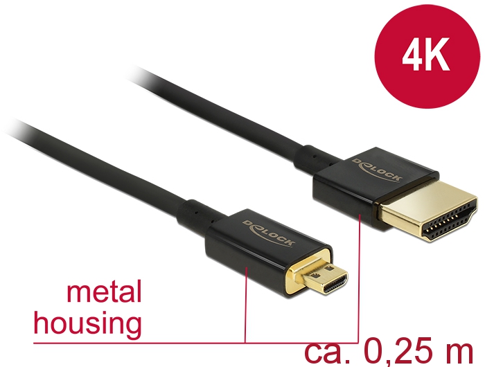 Kabel High Speed HDMI mit Ethernet, Stecker A an Stecker Mic