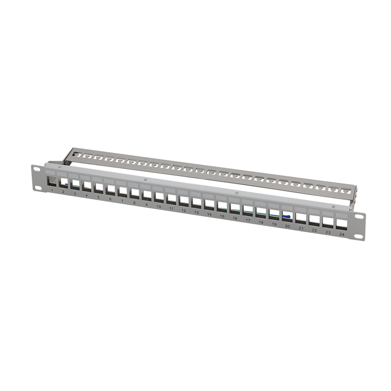 19" Patchpanel für 24 Keystone-Module mit Kabelabfang 19" Patchpanel für 24 Keystone-Module mit Kabelabfang