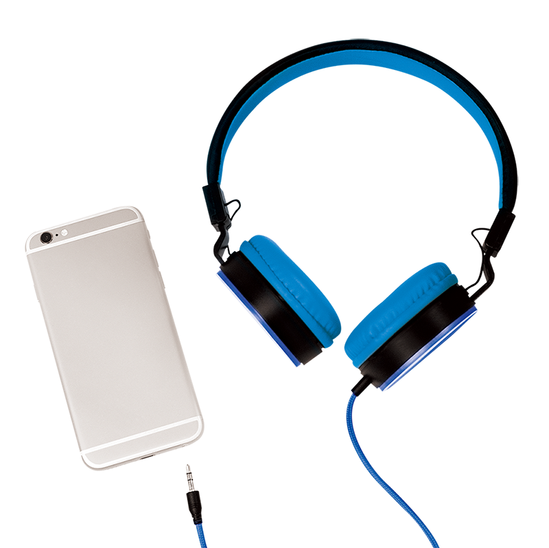 Stereo-Kopfhörer, 1x 3,5-mm-Klinkenstecker, faltbar, blau