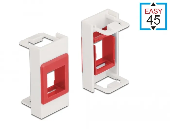 Easy 45 Modul Keystone Halterung 22,5 x 45 mm, weiß / rot, D