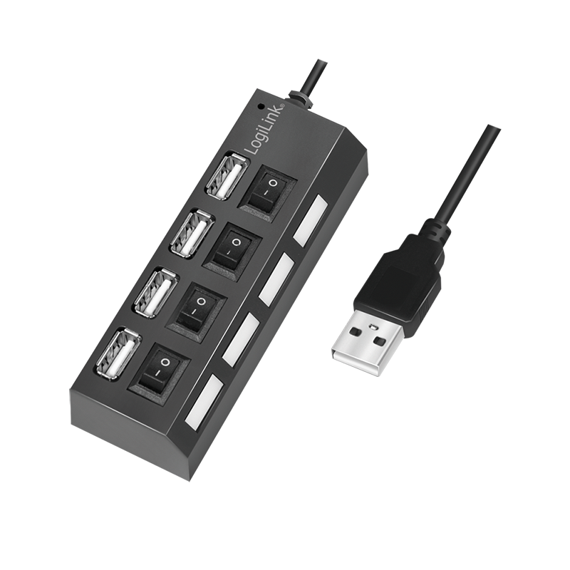 USB 2.0 HUB, 4-Port, mit ein/aus Schalter