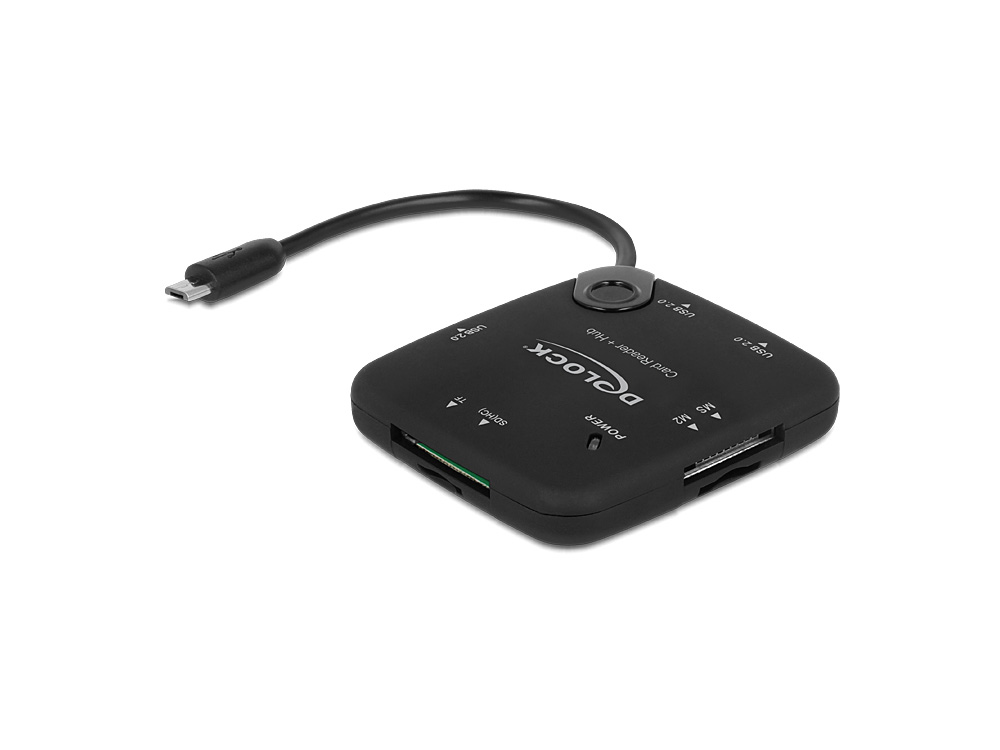 Card Reader Micro USB OTG + 3 Port USB Hub, Delock® [65529]