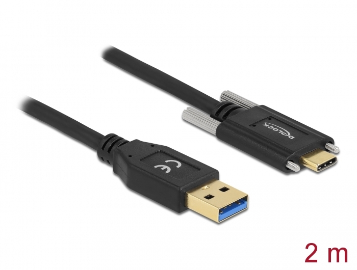 SuperSpeed USB (USB 3.2 Gen 1) Kabel Typ-A Stecker zu USB Type-C™ Stecker mit Schrauben seitlich, sc