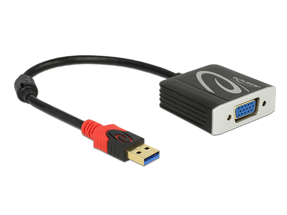 Adapterkabel USB 3.0 Stecker A an VGA Buchse, schwarz, Delock® [62738]