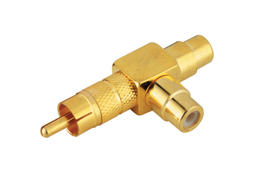 Audio Y-Adapter  Cinch Stecker / 2 x Cinch Buchse, vergoldet, Good Connections®