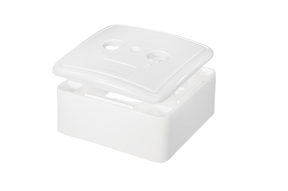 2 loch Abdeckung inkl. Aufputzrahmen 76x76x40mm signalweiß