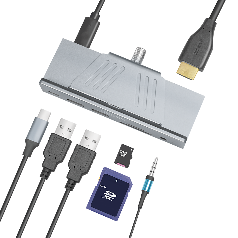 USB 3.2 Gen 1x1 USB-C 7-in-1 Multifunktions-Hub zum Klemmen