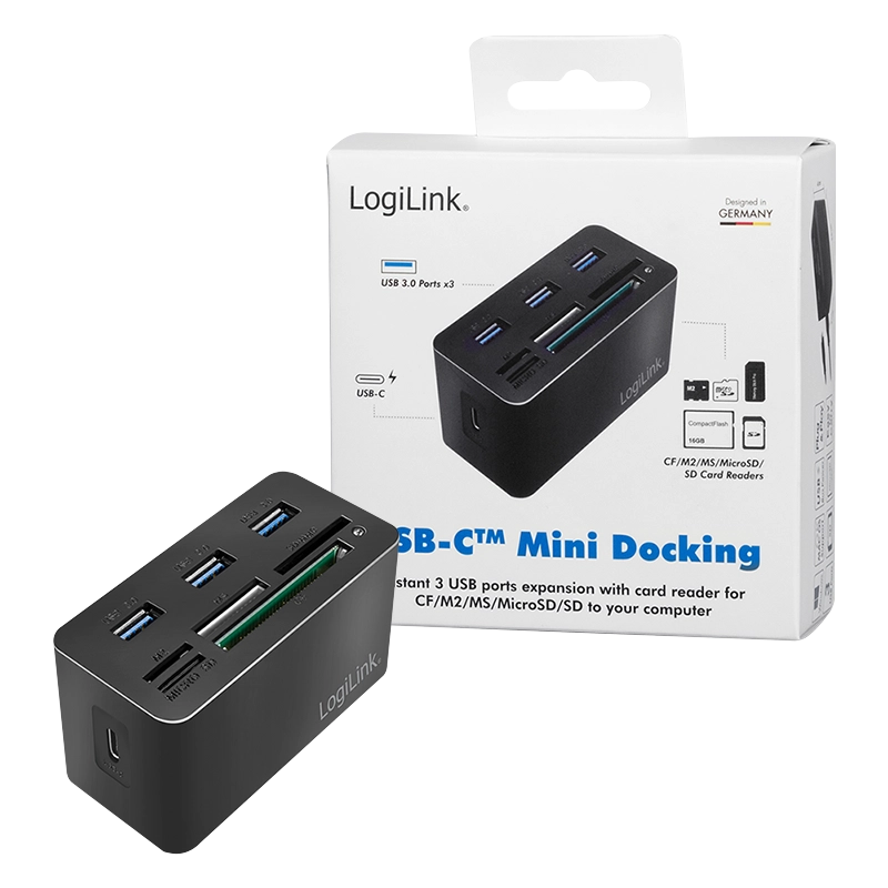 USB 3.2 Gen 1 Dockingstation, 8-Port, mini, schwarz