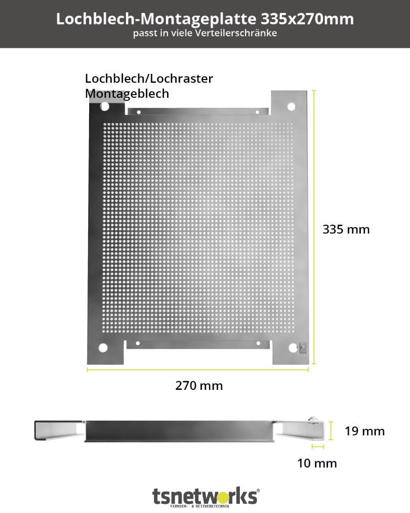 Lochblech Montageplatte 335x270mm für Erdung/ Installation