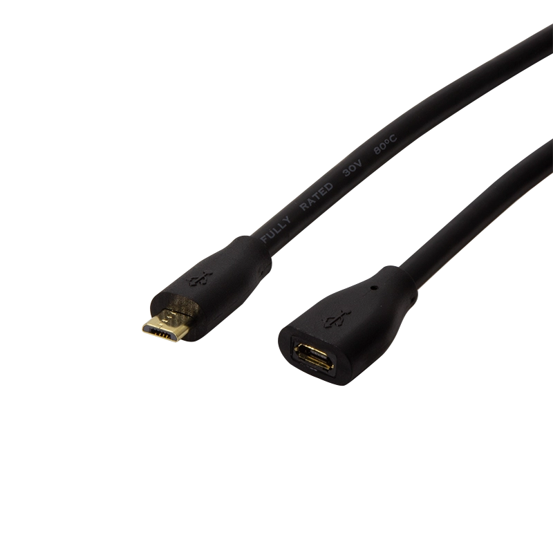 USB 2.0-Kabel, Micro-USB/M zu Micro-USB/F, schwarz, 2 m