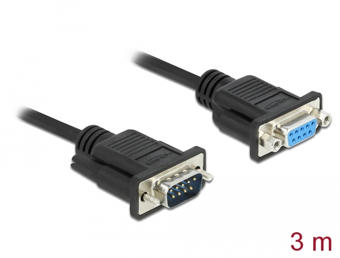 Seriell Kabel RS-232 D-Sub9 Stecker zu Buchse Nullmodem mit schmalem Steckergehäuse 3 m , Delock® [8
