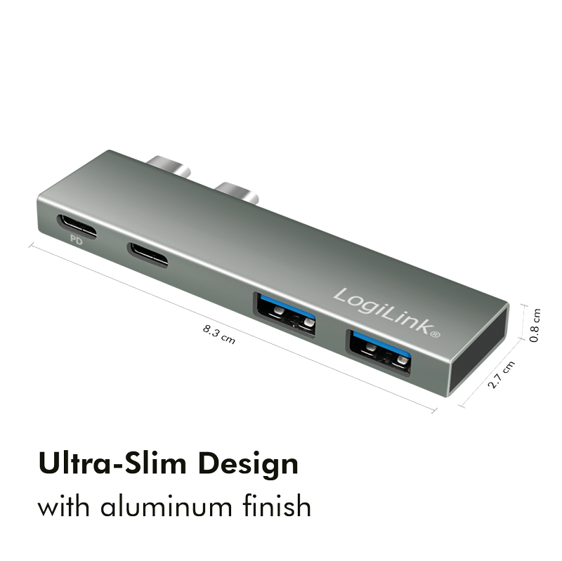 USB 3.2 Gen2x2 Dockingstation, 4-Port, PD, silber