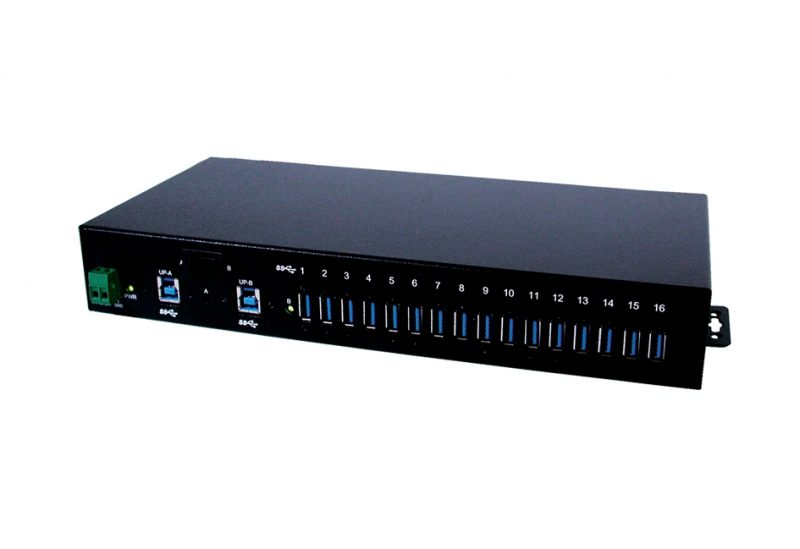 USB 3.0 HUB 16-Port mit 350W Surge Protection, verschraubbar