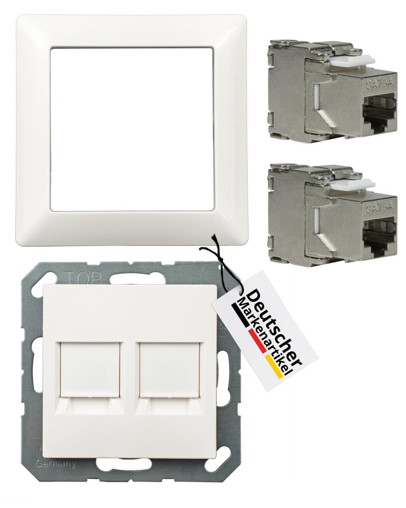 2fach Keystone Netzwerkdose inkl. Jung Abdeckung & Cat.6 A Modul 2fach Keystone Netzwerkdose inkl. Jung Abdeckung & Cat.6 A Modul