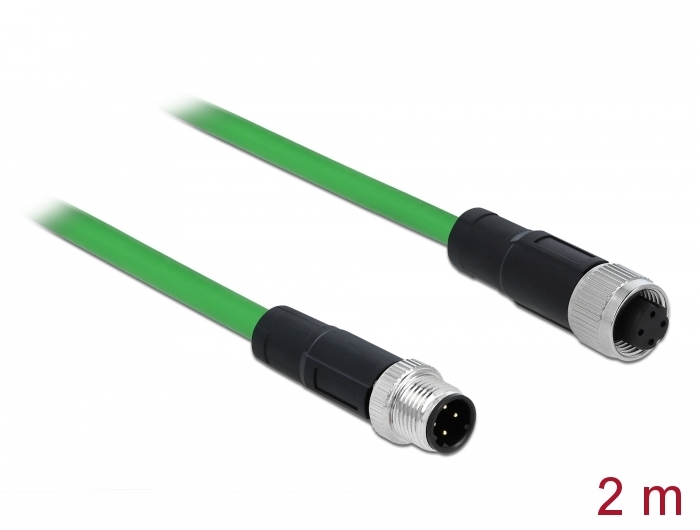Netzwerkkabel M12 4 Pin DE-5710 an Buchse TPU, grün, 2 m, Delock® [85434]