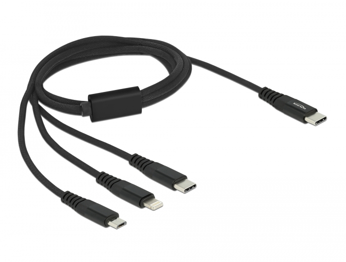 USB Ladekabel 3 in 1 USB Type-C™ zu Lightning™ / Micro USB / USB Type-C™ 1 m, Delock® [87149]