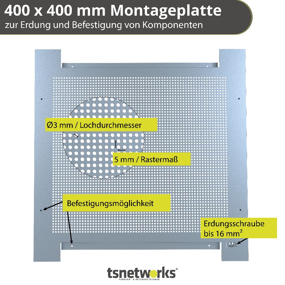 40x40cm Lochblech Montageplatte für z.B. Antennenanlagen
