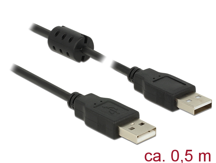 USB Kabel 2.0 Typ-A Stecker an USB 2.0 Typ-A Stecker, schwarz, 0,5m, Delock® [84888]