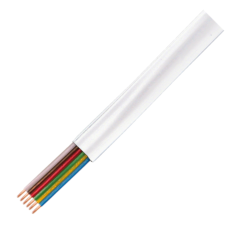 Telefonkabel, flach, 6-adrig, weiss, 100 m