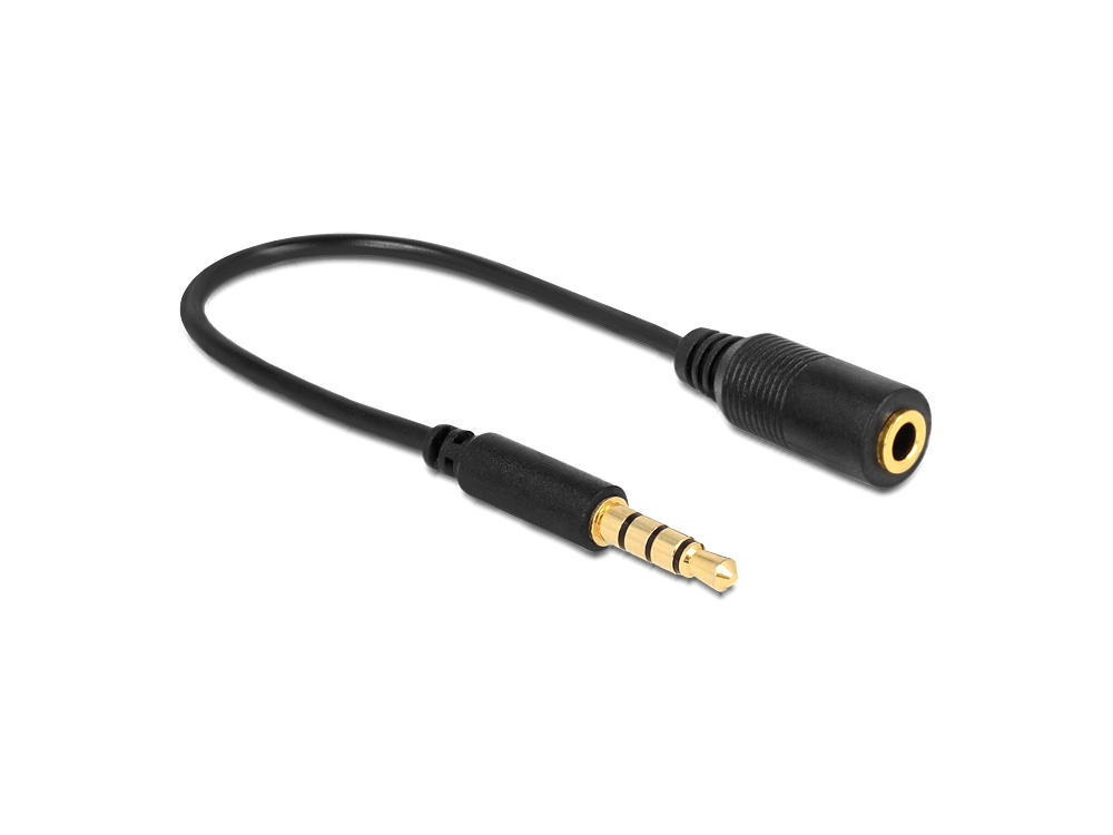 Kabel Klinke 3,5 mm 4 Pin Stecker an Klinke 3,5 mm 4 Pin Buchse (ändert die Pinbelegung), schwarz, 1
