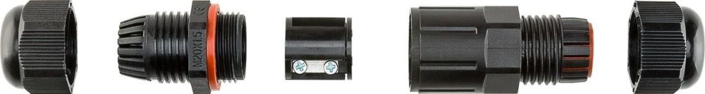 Kabelverbindungsstück für Kabelquerschnitt von 1,0mm² bis 2,5mm², IP68, 7,5cm, schwarz