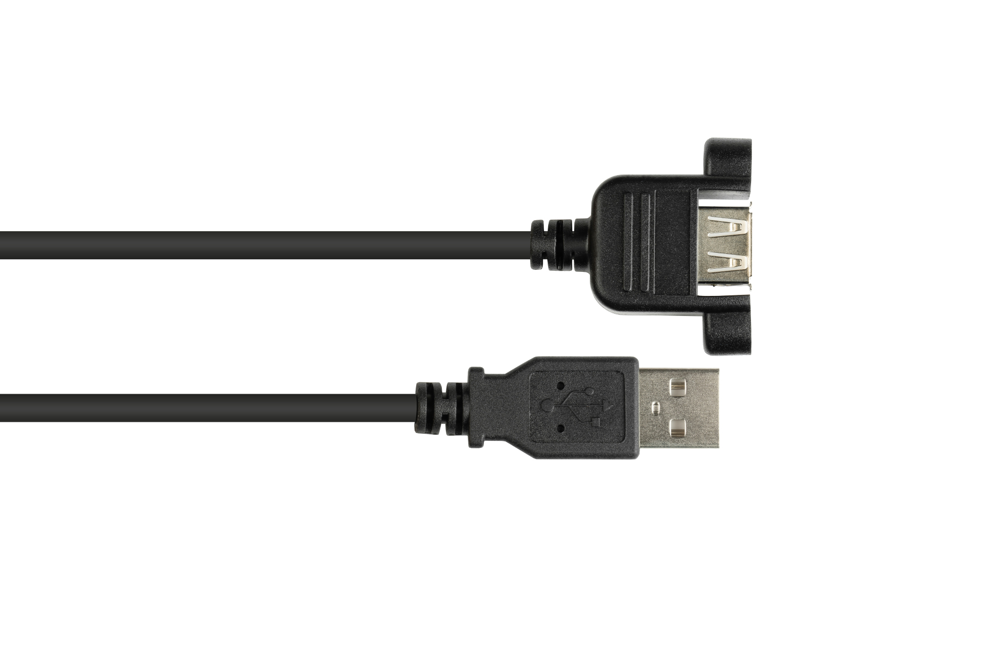 Verlängerung USB 2.0 Stecker A an Einbaubuchse A, CU, schwarz, 1,8m, Good Connections®