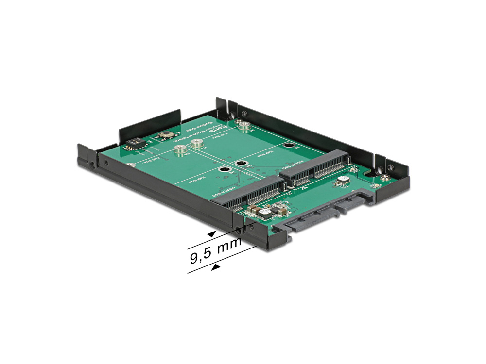 Konverter SATA 22 Pin an 2 x mSATA mit RAID, 2,5", Delock® [