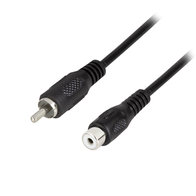 Audio-Kabel, Cinch/M zu Cinch/F, schwarz, 5 m