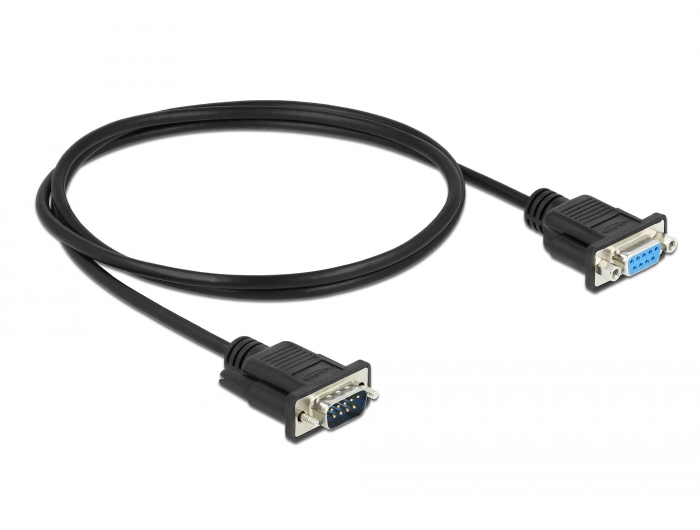 Seriell Kabel RS-232 D-Sub9 Stecker zu Buchse mit schmalem Steckergehäuse 1 m, Delock® [86601]