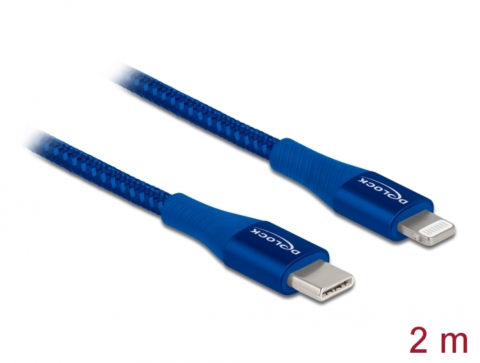 Daten- und Ladekabel USB Type-C™ zu Lightning™ für iPhone™, iPad™ und iPod™ blau 2 m MFi, Delock® [8