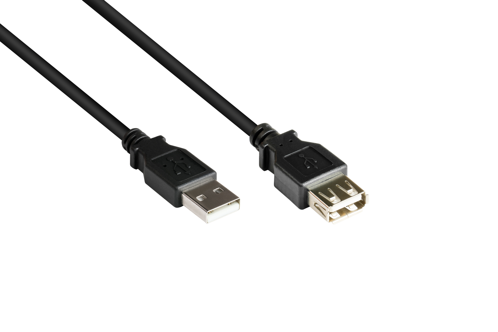 Verlängerungskabel USB 2.0 Stecker A an Buchse A, schwarz, 0,15m, Good Connections®