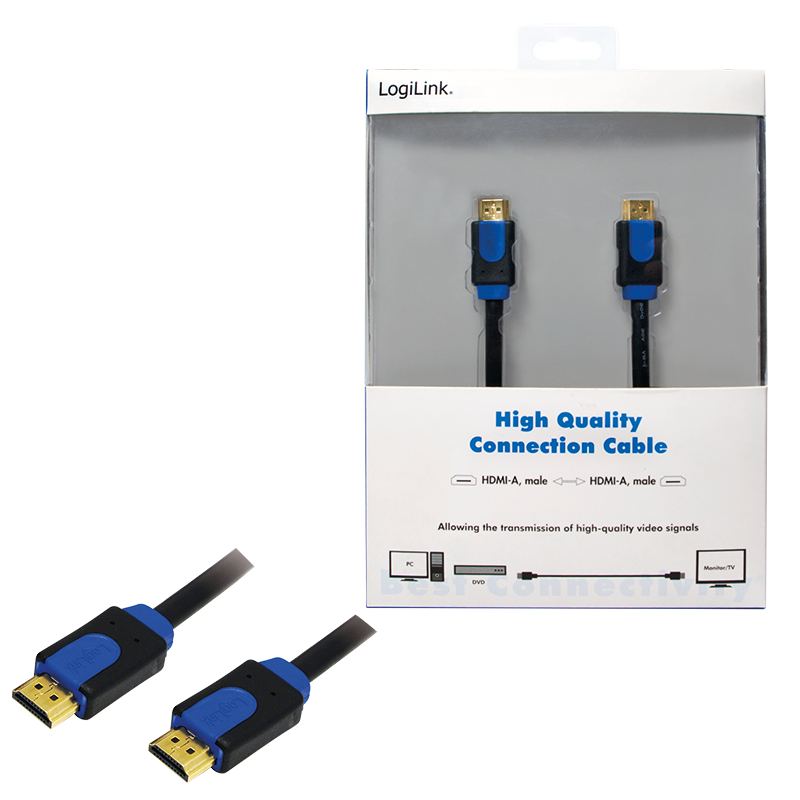 HDMI-Kabel, A/M zu A/M, 4K/30 Hz, schwarz/blau, 2 m