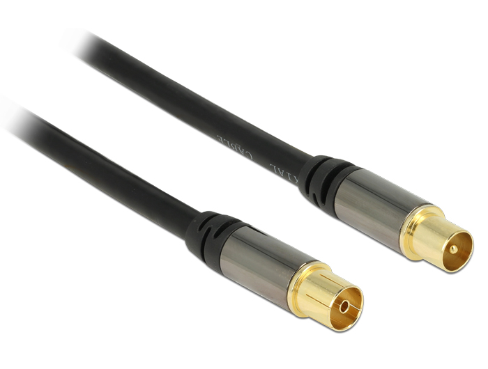 Antennenkabel IEC Stecker an IEC Buchse RG-6/U 3 m schwarz, Delock® [88924]