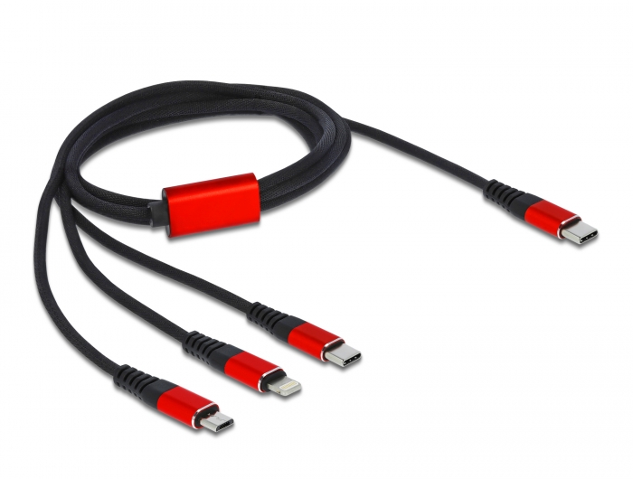 USB Ladekabel 3 in 1 USB Type-C™ zu Lightning™ / Micro USB / USB Type-C™ 1 m, Delock® [86711]