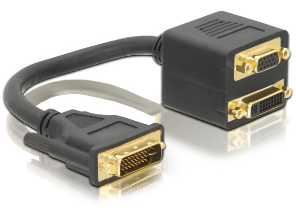 Adapter DVI 24+5 Stecker zu DVI 24+5 + VGA Buchse, Good Conn