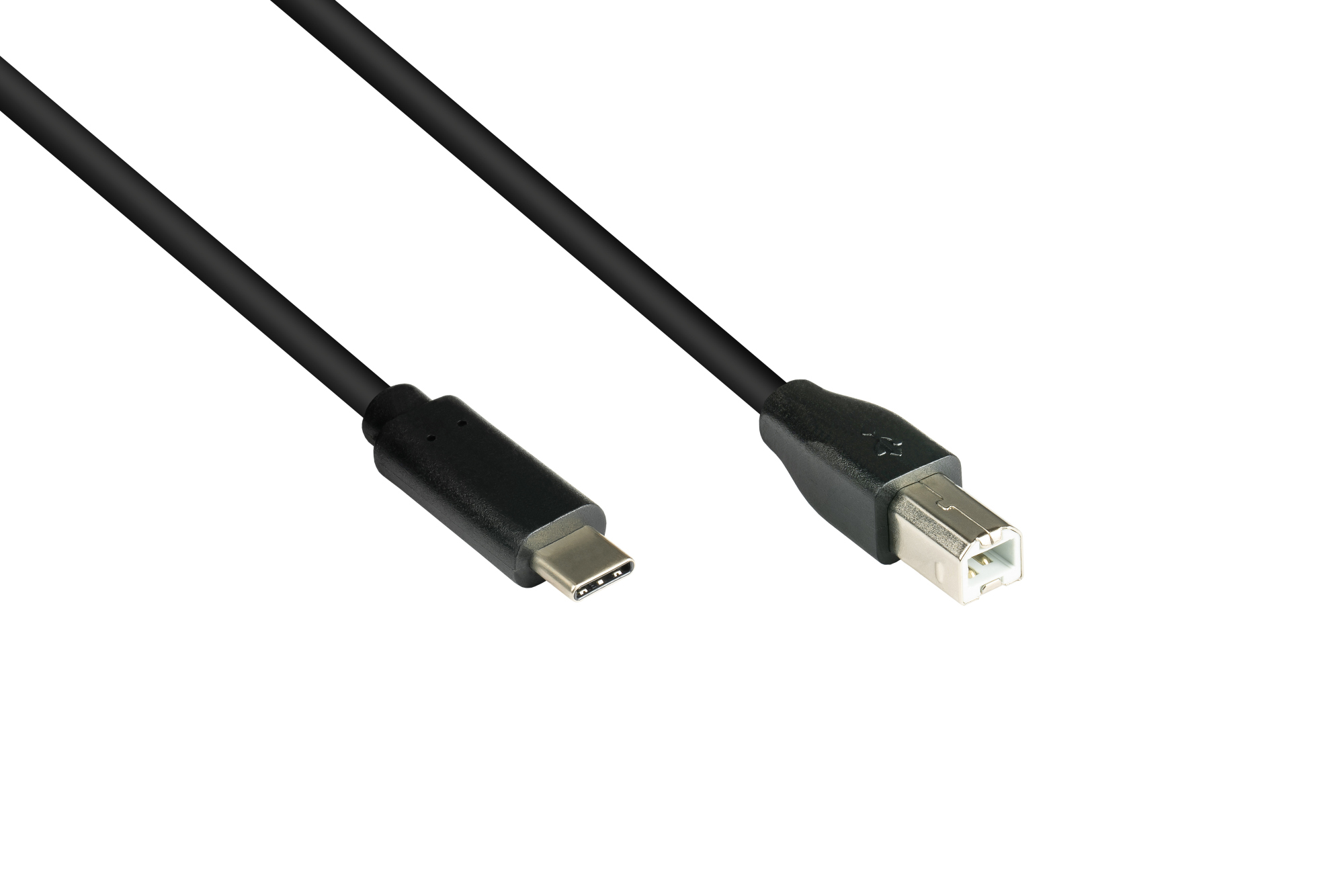 Anschlusskabel USB 2.0, USB-C™ Stecker an USB 2.0 B Stecker, CU, schwarz, 0,5m, Good Connections®
