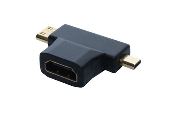 HDMI  T-Adapter, Buchse A auf 1x Stecker D + 1x Stecker C, v