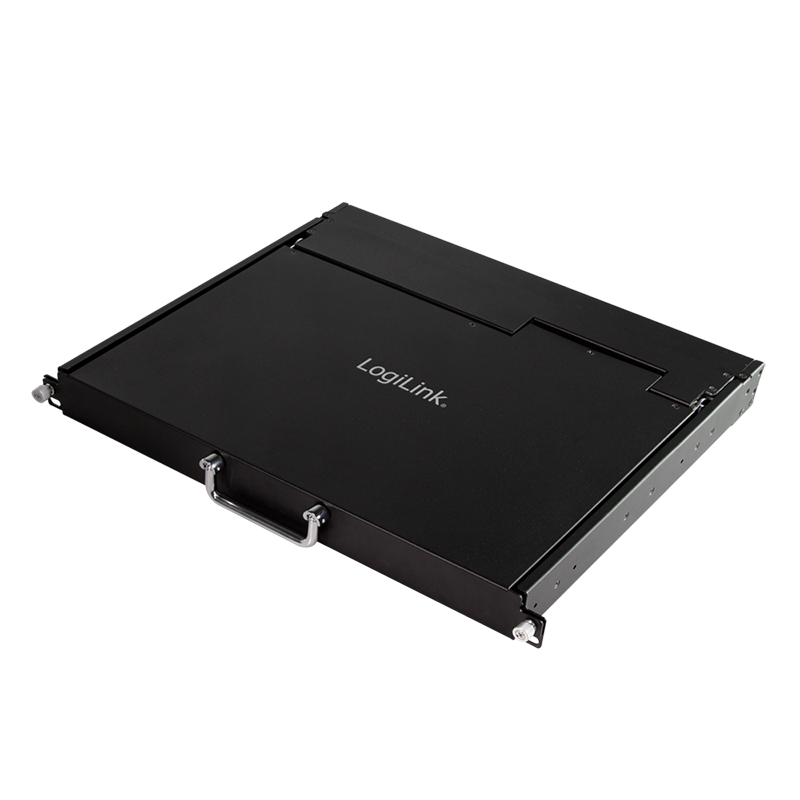 LCD-KVM-Konsole mit 8-Port KVM-Switch, VGA, USB-A, PS/2, geringe Einbautiefe, QWERTY