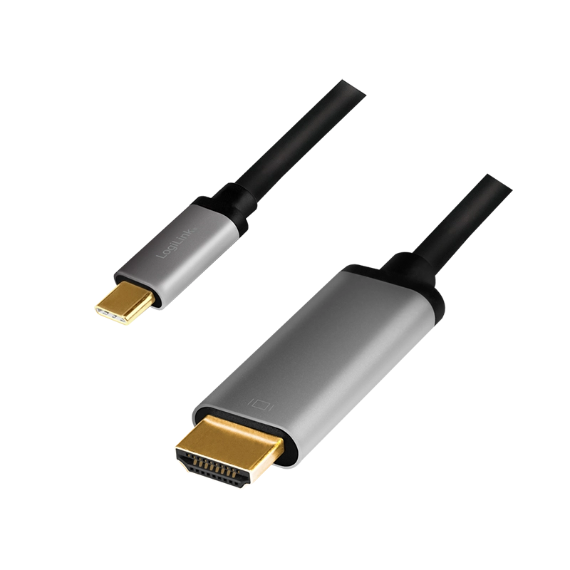 USB 3.2 Gen1 Type-C-Kabel, C/M zu HDMI/M, 4K, Alu,schwarz/grau,1,8 m