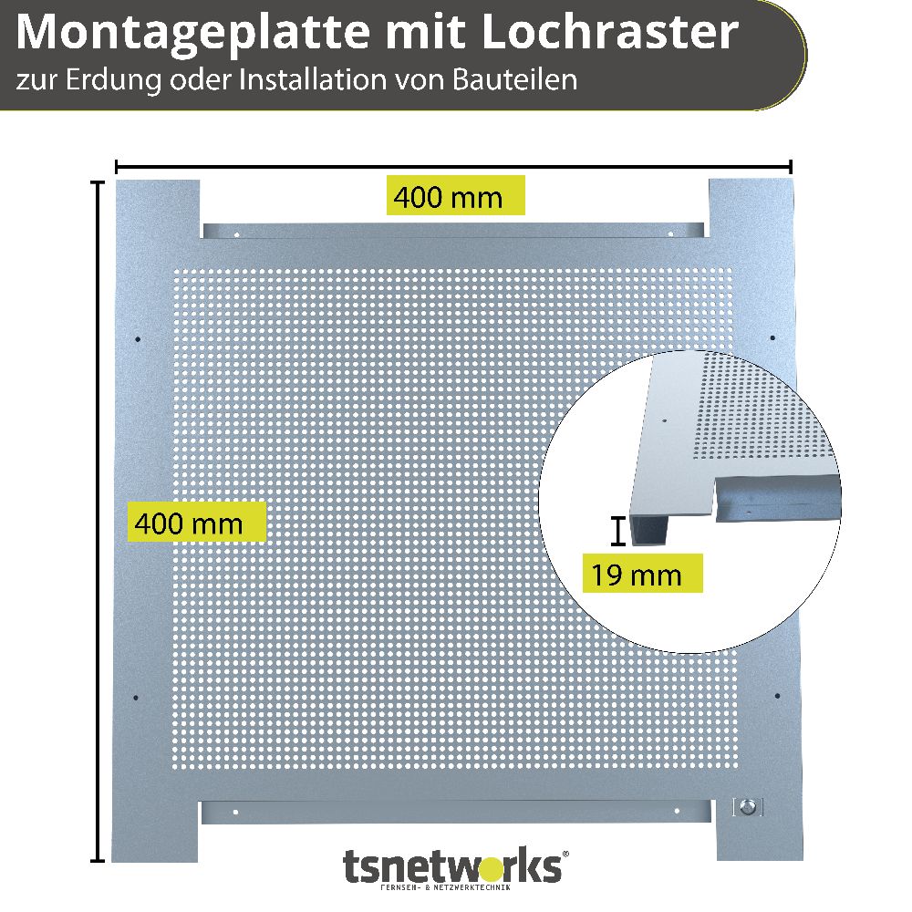 40x40cm Lochblech Montageplatte für z.B. Antennenanlagen